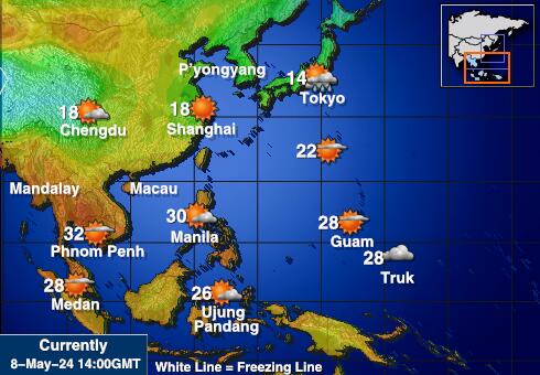 Thailand Mapa teplôt počasia 