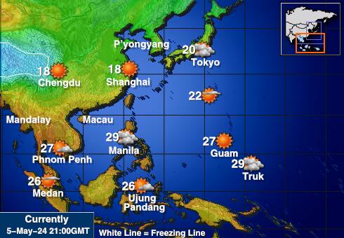 ประเทศไทย แผนที่อุณหภูมิสภาพอากาศ 