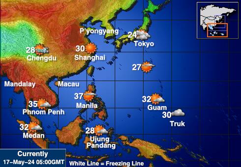 Thailand Weer temperatuur kaart 