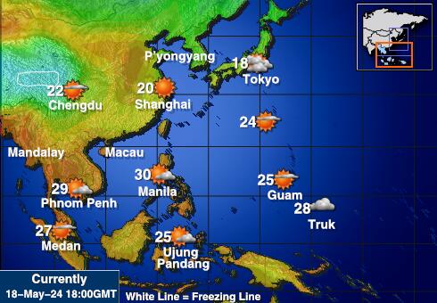 Tajland Vremenska prognoza, Temperatura, karta 