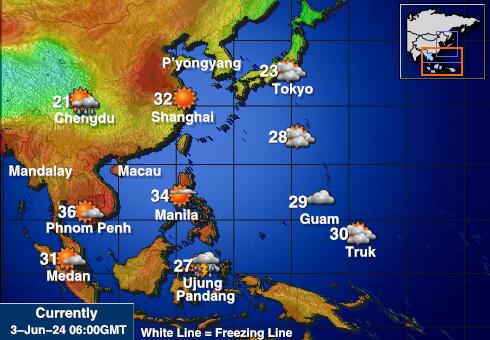Tajland Vremenska prognoza, Temperatura, karta 