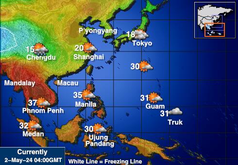 Thajsko Mapa počasí teplota 