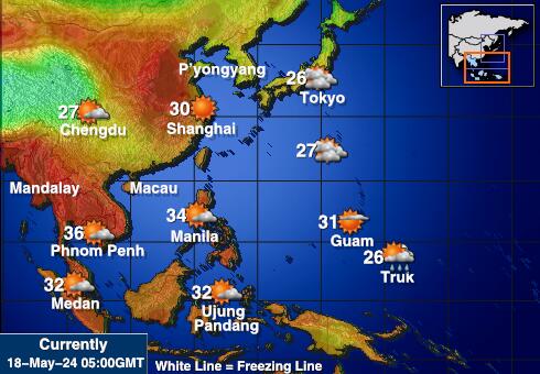 Tajlandia Temperatura Mapa pogody 