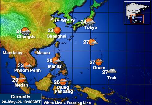 Thaiföld Időjárás hőmérséklet térképen 