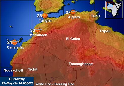 Τυνησία Θερμοκρασία Καιρός χάρτη 