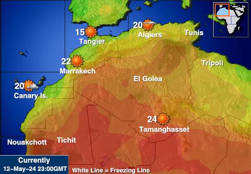 Tunisia Peta suhu cuaca 