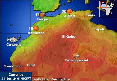 Tunisia Harta temperaturii vremii 