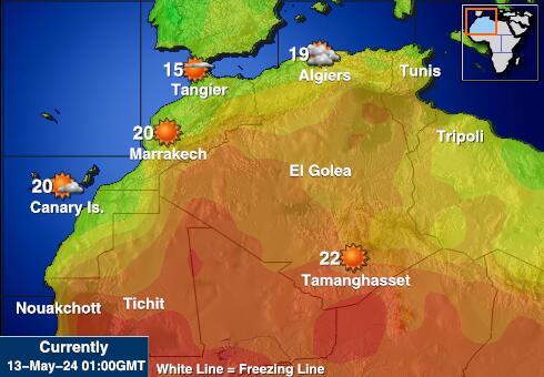 Tunisia Peta suhu cuaca 
