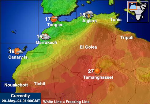 Tunesië Weer temperatuur kaart 