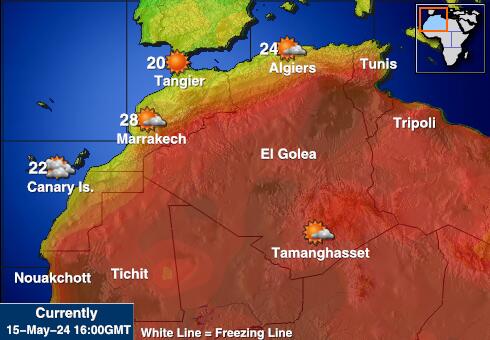Tunis Vremenska prognoza, Temperatura, karta 