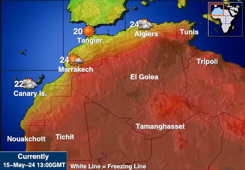 Túnez Mapa de temperatura Tiempo 