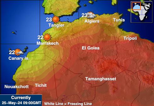 تونس خريطة درجة حرارة الطقس 