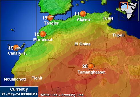 Tunisie Carte des températures de Météo 