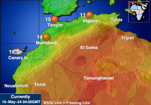 تیونس موسم درجہ حرارت کا نقشہ 