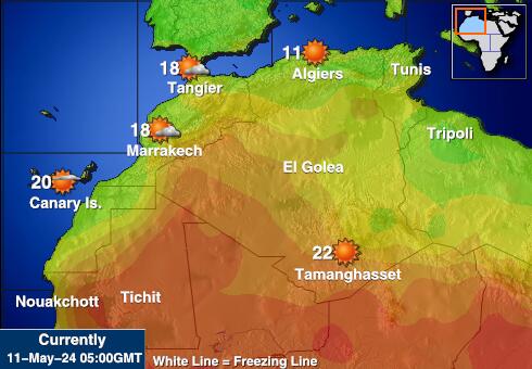 Tunisija Laika temperatūra karte 
