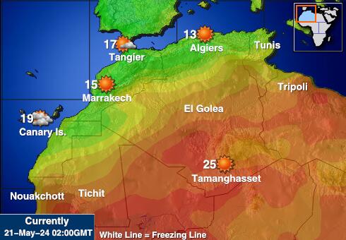 Tunis Vremenska prognoza, Temperatura, karta 