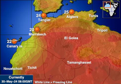 Tunus Hava sıcaklığı haritası 