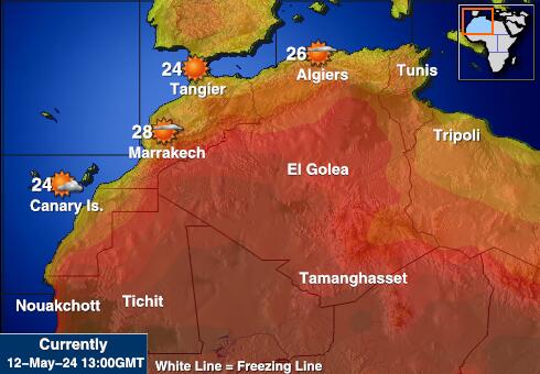Tunesië Weer temperatuur kaart 