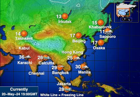 Turkmenistan Weer temperatuur kaart 