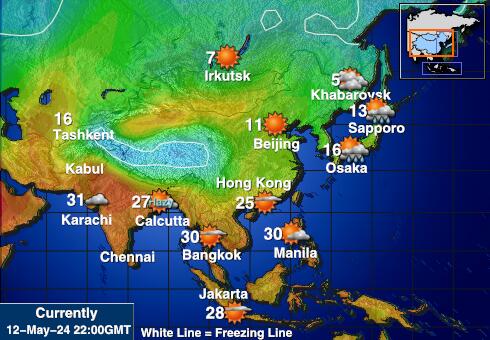 Туркменистан Временска прогноза, Температура, Карта 