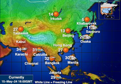 טורקמניסטן מפת טמפרטורת מזג האוויר 
