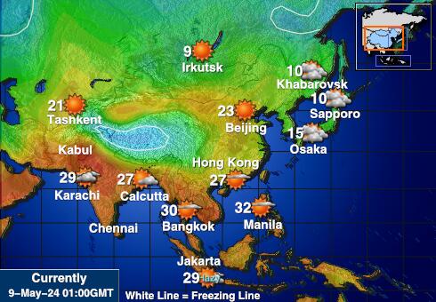 Turkménsko Mapa teplôt počasia 