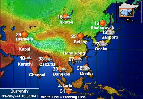 Turkménsko Mapa teplôt počasia 