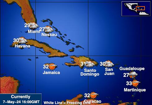Turks and Caicos Islands Weather Temperature Map 