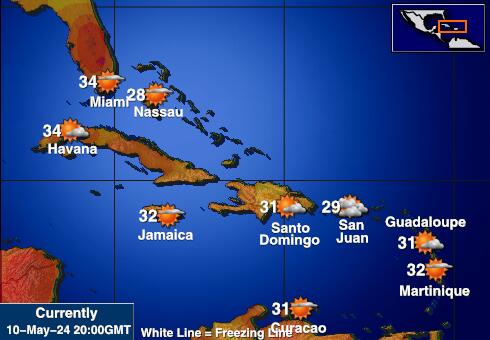 Turks- ja Caicossaaret Sää lämpötila kartta 