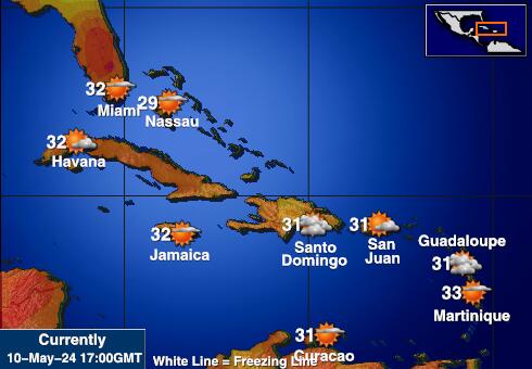Turks and Caicos Islands Weather Temperature Map 