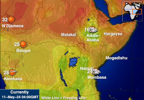 Uganda Ilm temperatuur kaart 