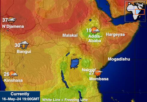 Uganda Peta suhu cuaca 