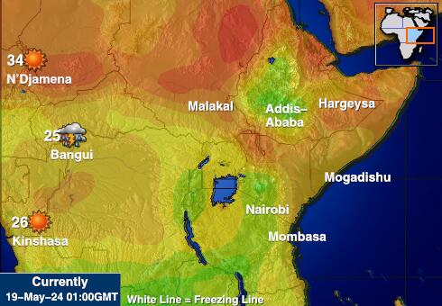 Uganda Vejret temperatur kort 