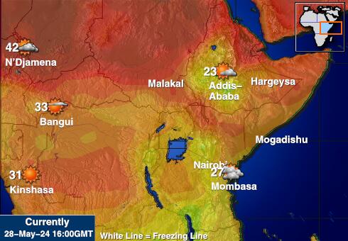 Uganda Ilm temperatuur kaart 