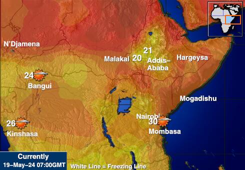 Uganda Mapa de temperatura Tiempo 