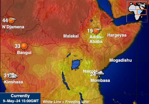 أوغندا خريطة درجة حرارة الطقس 