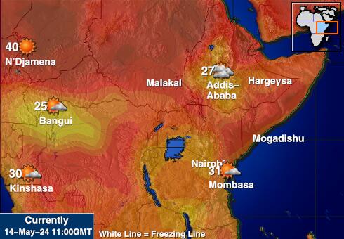 Ουγκάντα Θερμοκρασία Καιρός χάρτη 