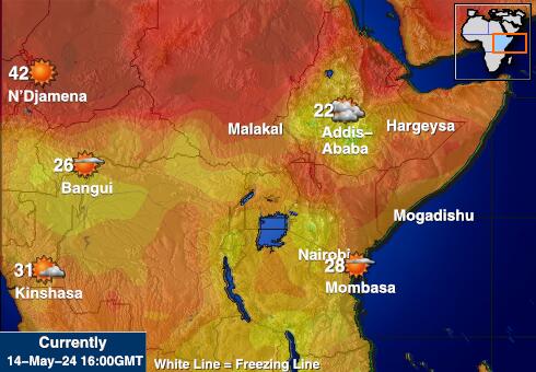 Uganda Vejret temperatur kort 