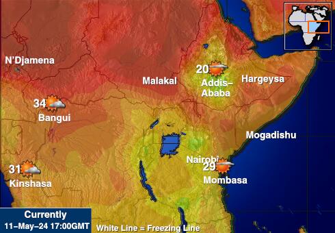 Уганда Временска прогноза, Температура, Карта 