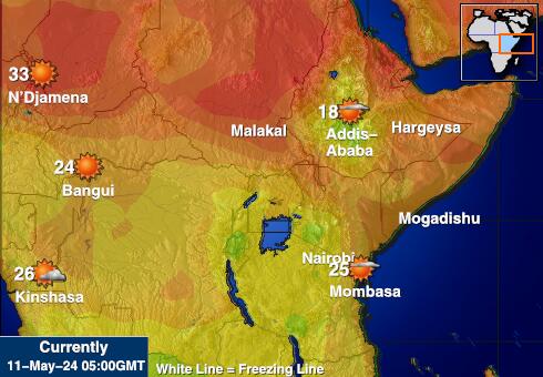 Uganda Wetter Temperaturkarte 