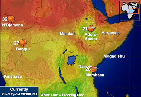 Uganda Peta suhu cuaca 