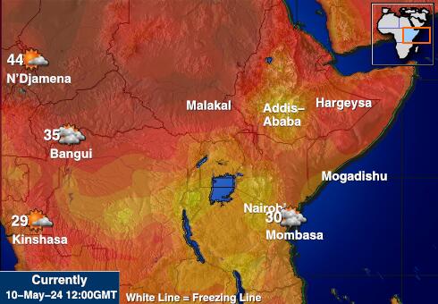 Uganda Időjárás hőmérséklet térképen 