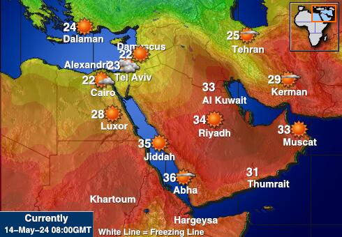 איחוד האמירויות הערבי מפת טמפרטורת מזג האוויר 