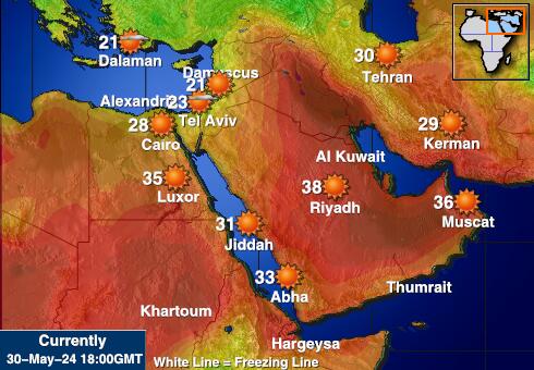 الأمارات العربية المتحدة خريطة درجة حرارة الطقس 