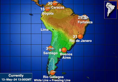 Уругвај Временска прогноза, Температура, Карта 