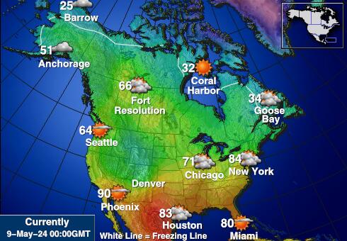 ألاسكا الولايات المتحدة الأمريكية خريطة درجة حرارة الطقس 