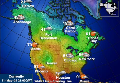 США Аляска Карта погоды Температура 