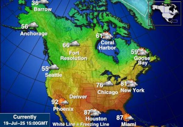 USA Hawaii Været temperatur kart