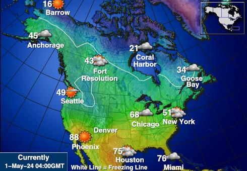 САЩ Айдахо Температурна карта за времето 