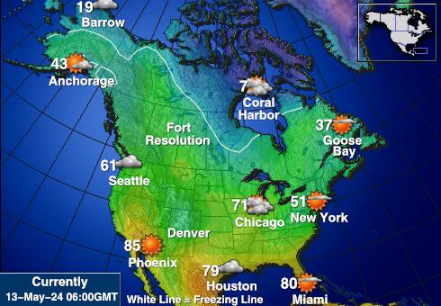 САД Ајдахо Временска прогноза, Температура, Карта 